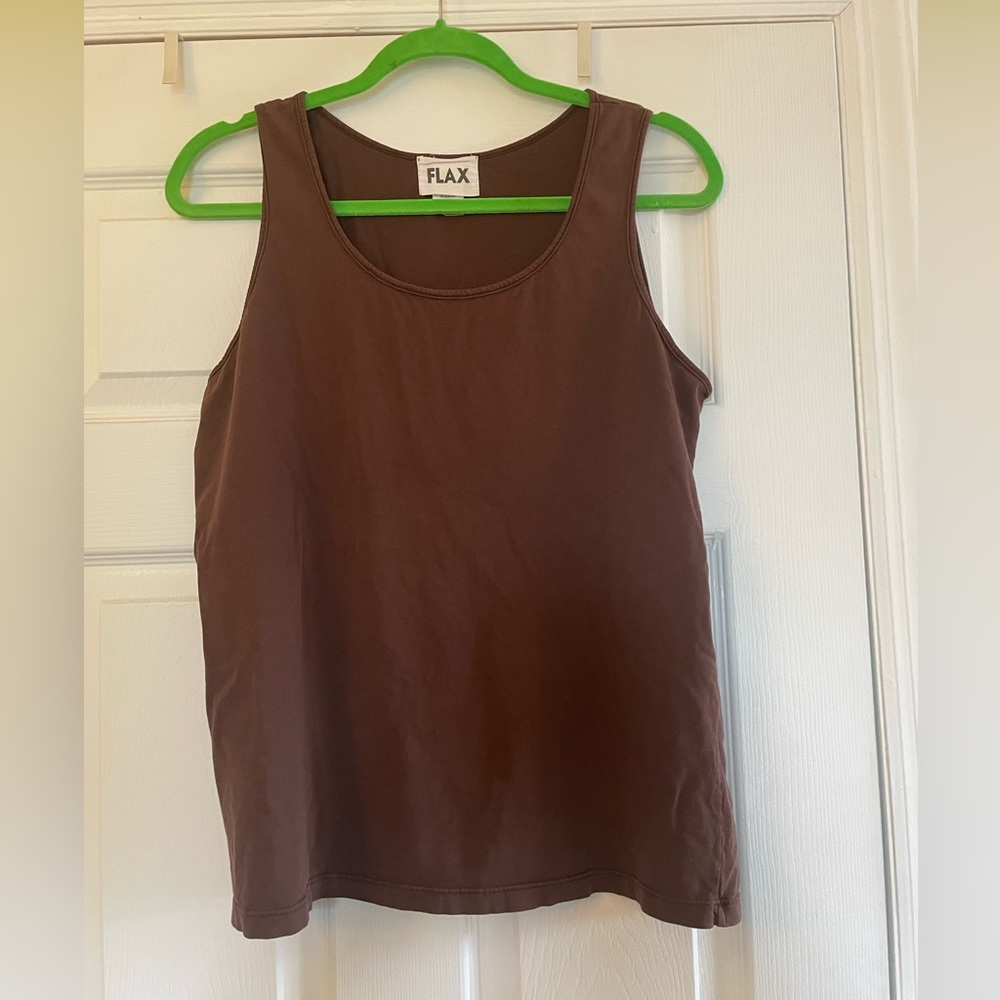 Flax cotton tank, scoop neck, boxy. Size large